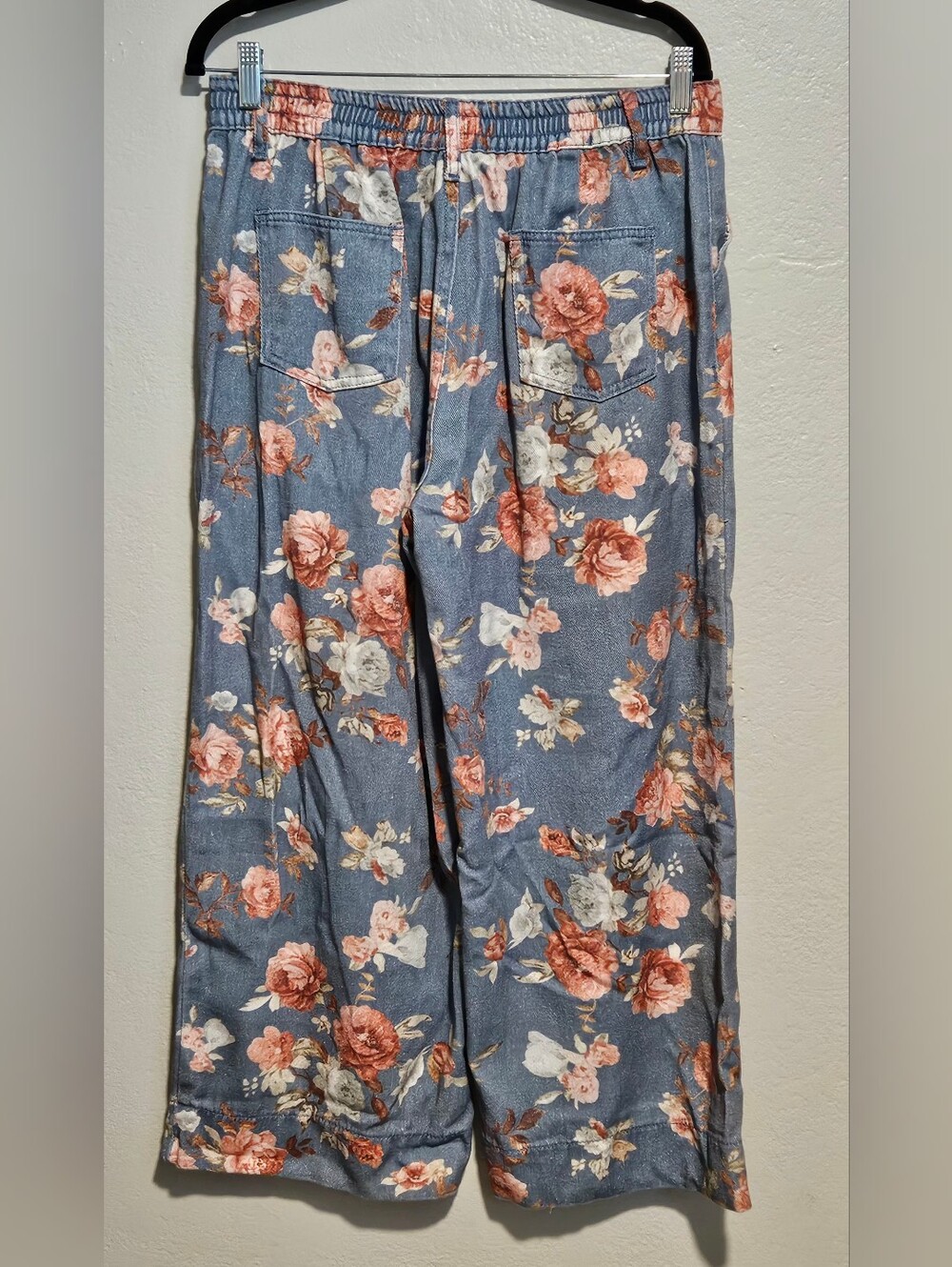 Loveimgs Mid Rise Cropped Wide-Leg Baggy Floral Ankle Jeans Size Large NWT - Picture 6 of 12